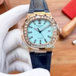 Replica Patek Philippe Nautilus 5711 Rose Gold Ice Blue Dial Diamond Watch